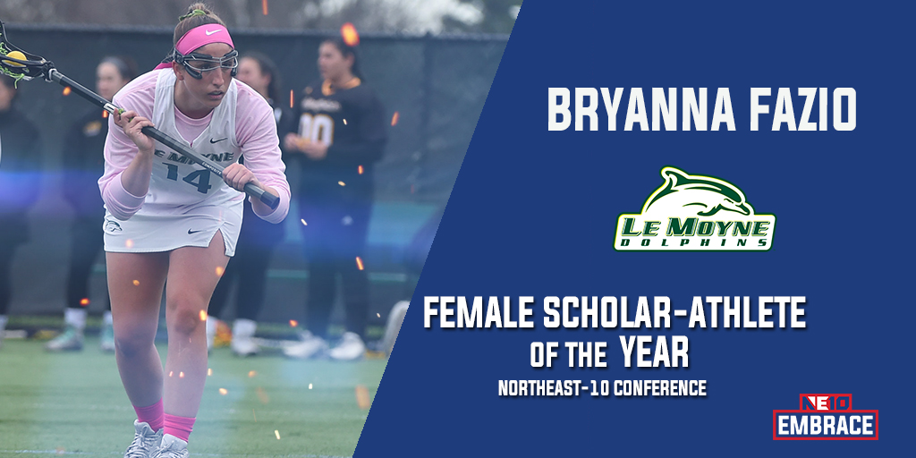 Embrace the Learning: Le Moyne's Bryanna Fazio Selected NE10 Female Scholar-Athlete of the Year